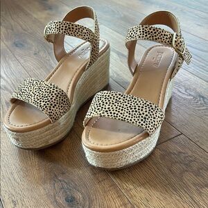 J. Crew Tan Wedge Sandals with Adjustable Ankle Strap